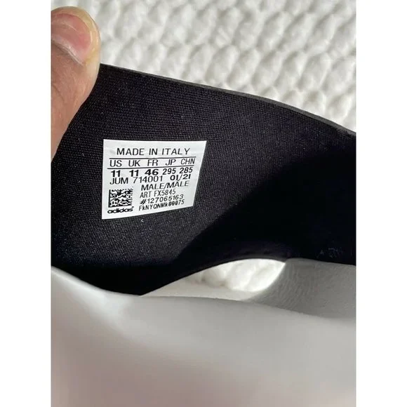 🔧Men’s Slides Size 11 adidas adilette  stripes Style FX5845 White/ Orange/Brown - Picture 10 of 12